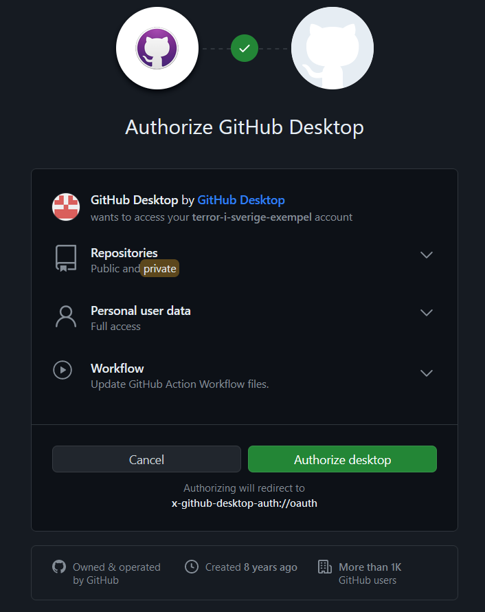 GitHub Desktop Authorize