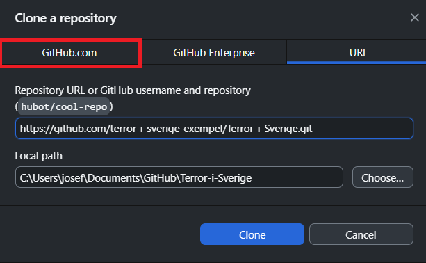 GitHub Desktop Clone URL